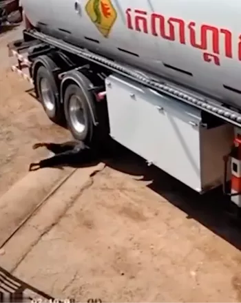 钻到槽罐车底被当场碾压死亡